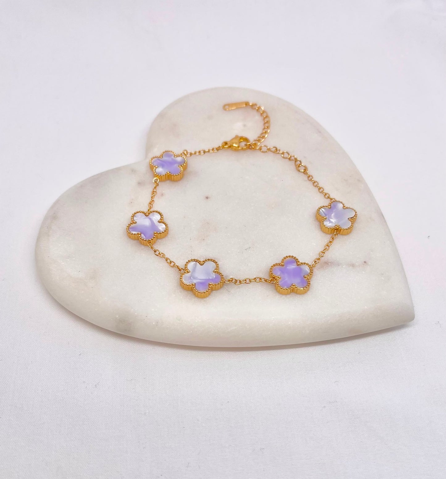 Lilac Clover Chain Bracelet