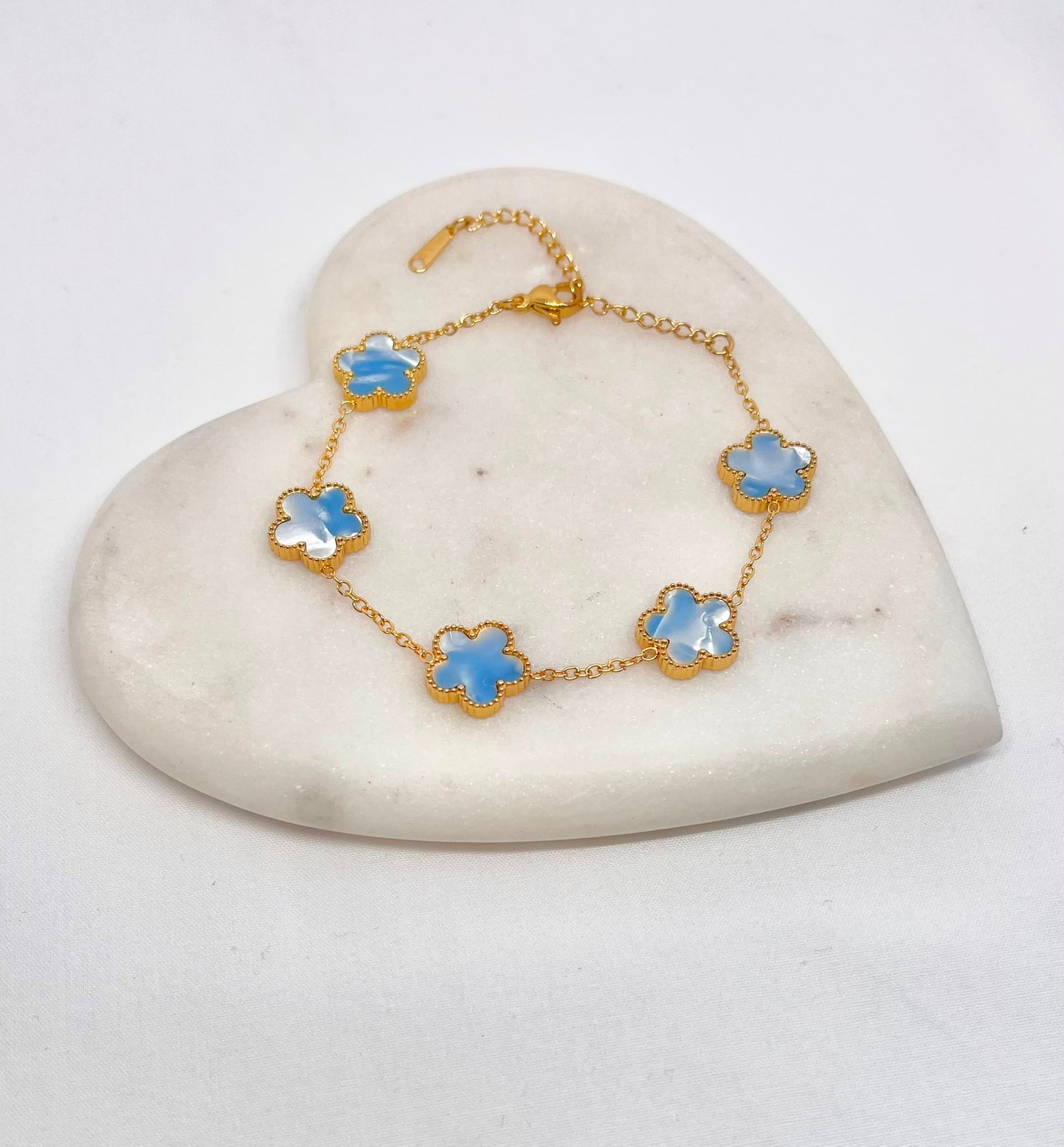Blue Clover Chain Bracelet