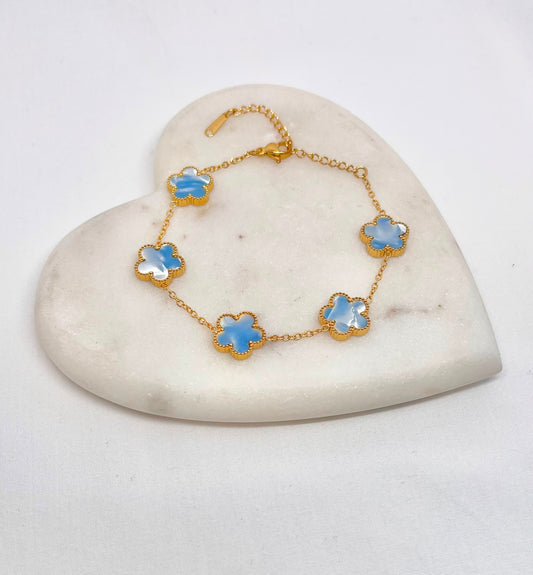 Blue Clover Chain Bracelet
