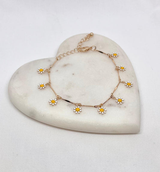 Daisy Drop Charm Bracelet
