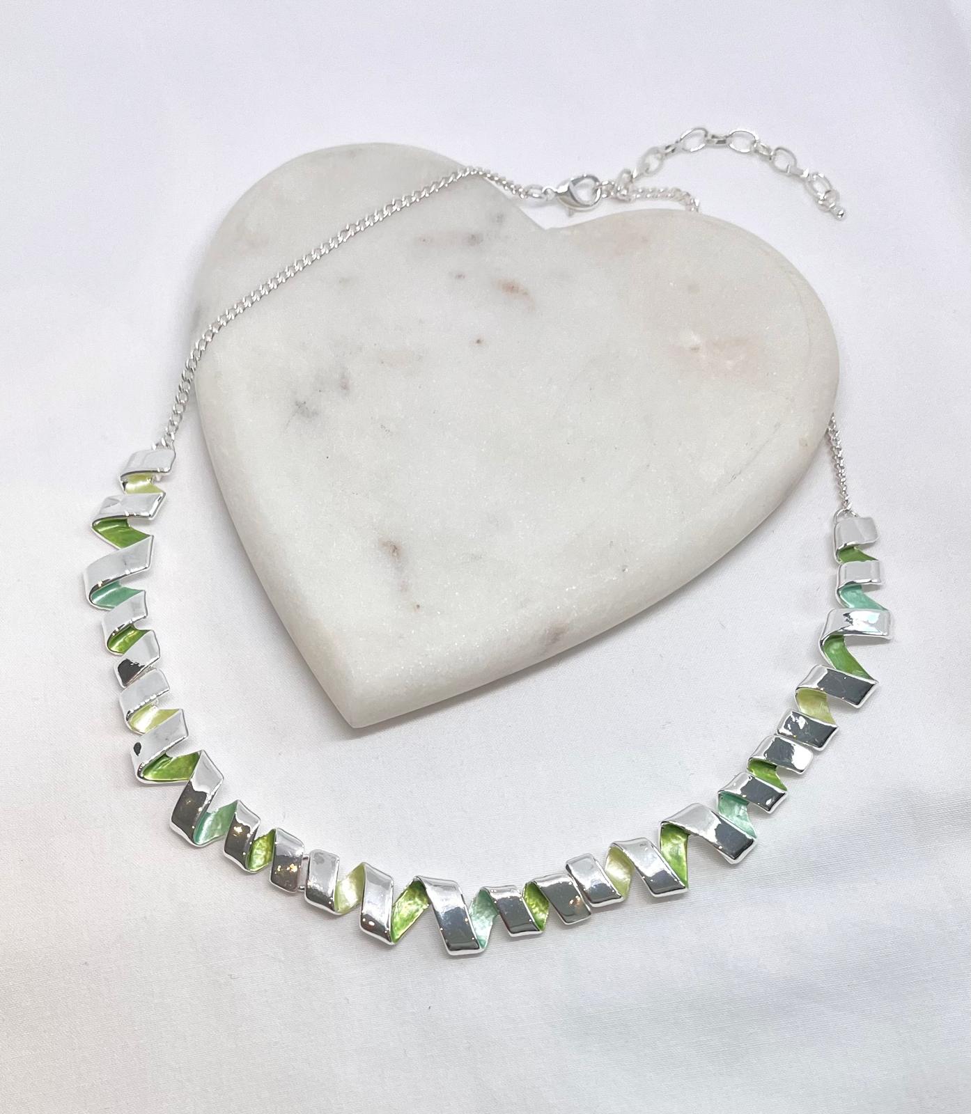 Enamelled Silver Ribbon Twist Necklace