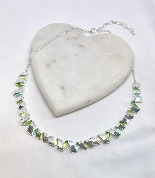 Enamelled Silver Ribbon Twist Necklace