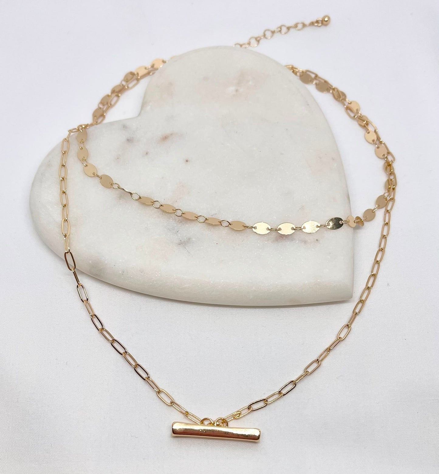 Gold T-Bar Layered Necklace