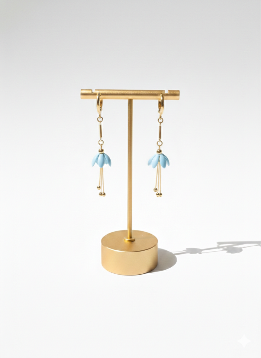 Gold Floral Bell Drop Earrings