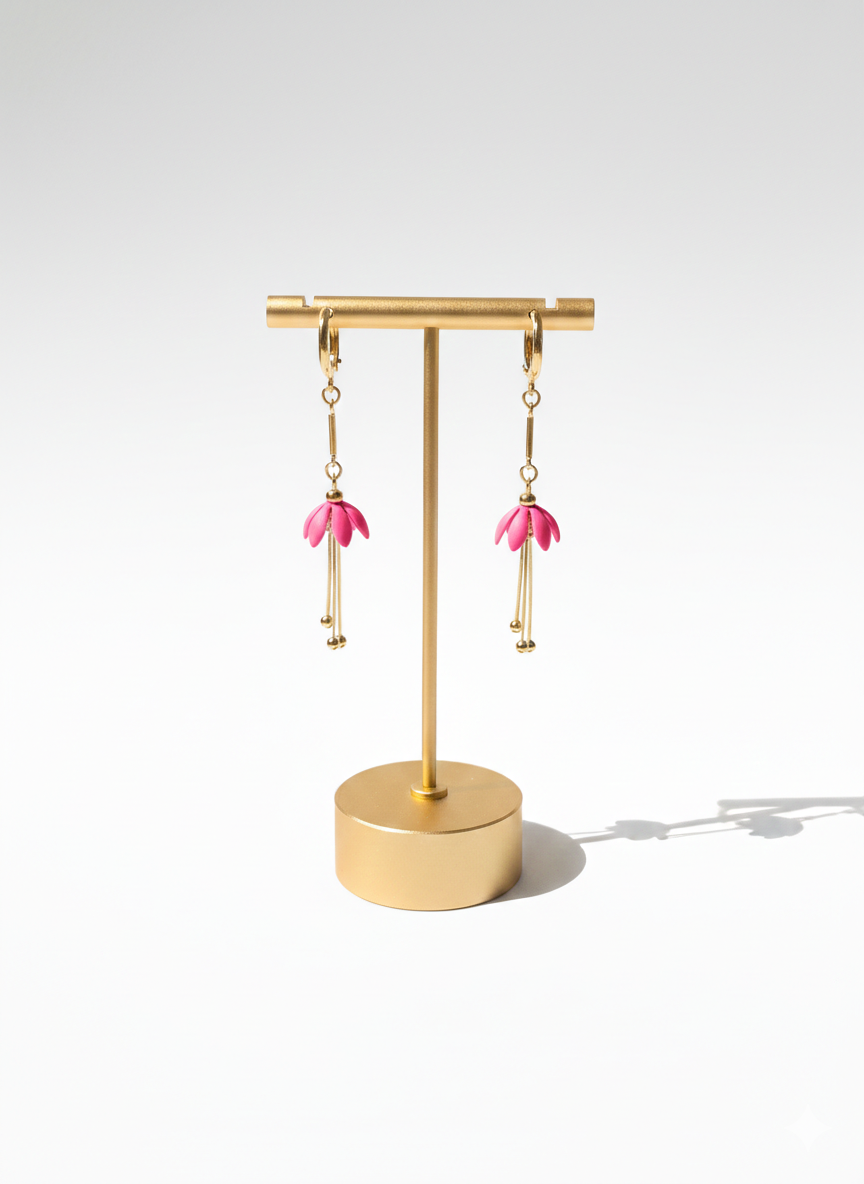 Gold Floral Bell Drop Earrings