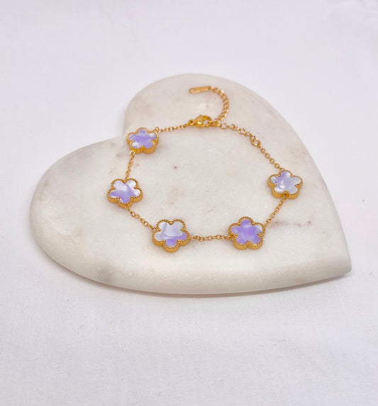 Lilac Clover Chain Bracelet
