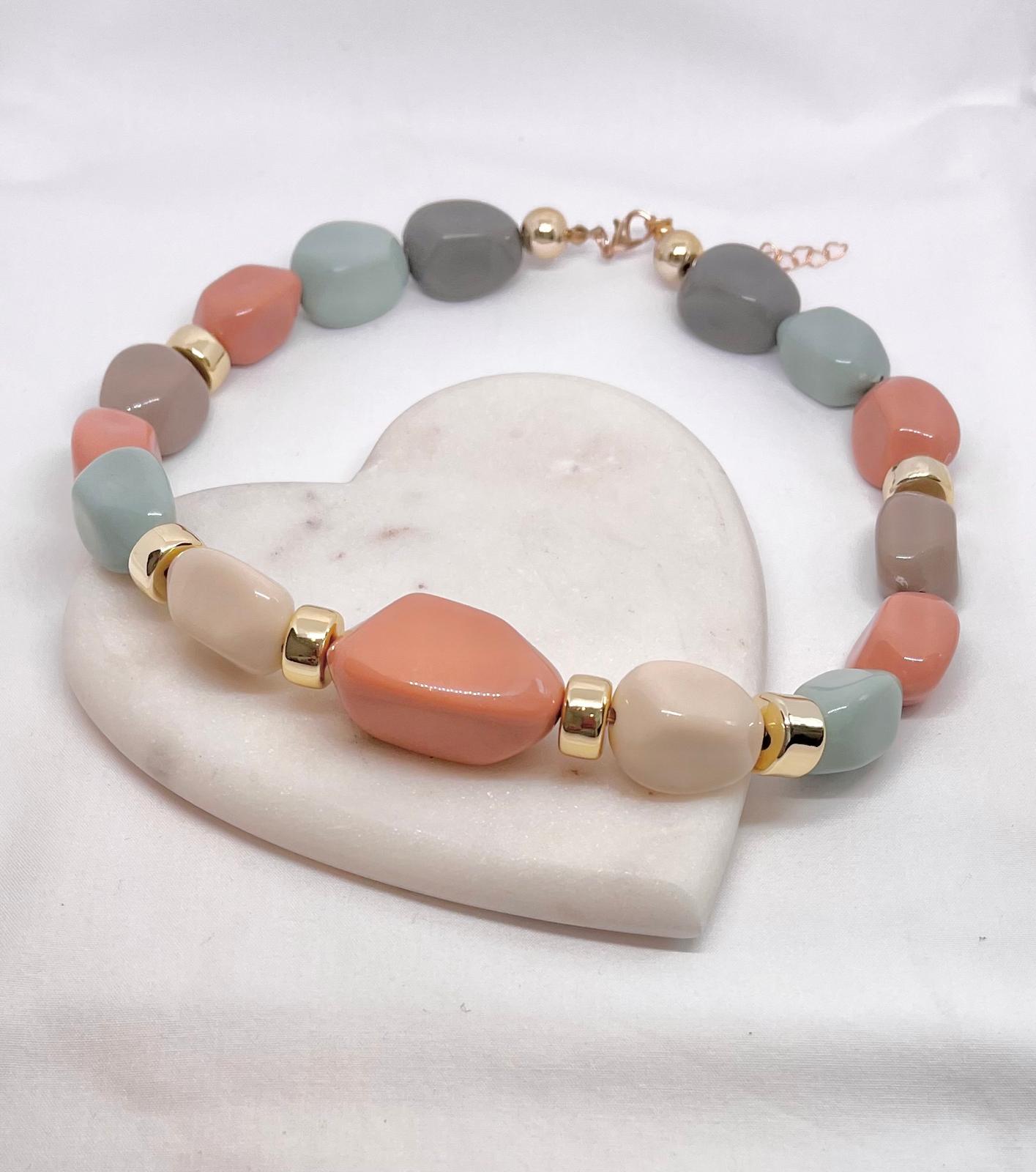 Pastel Pebble Statement Necklace