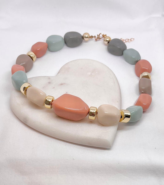 Pastel Pebble Statement Necklace