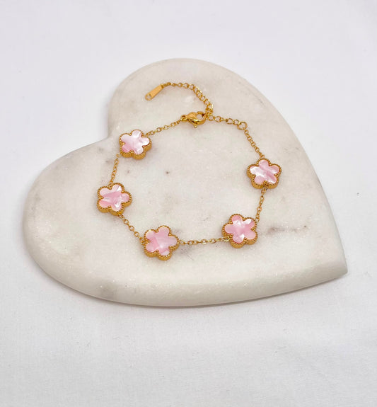 Pink Clover Chain Bracelet