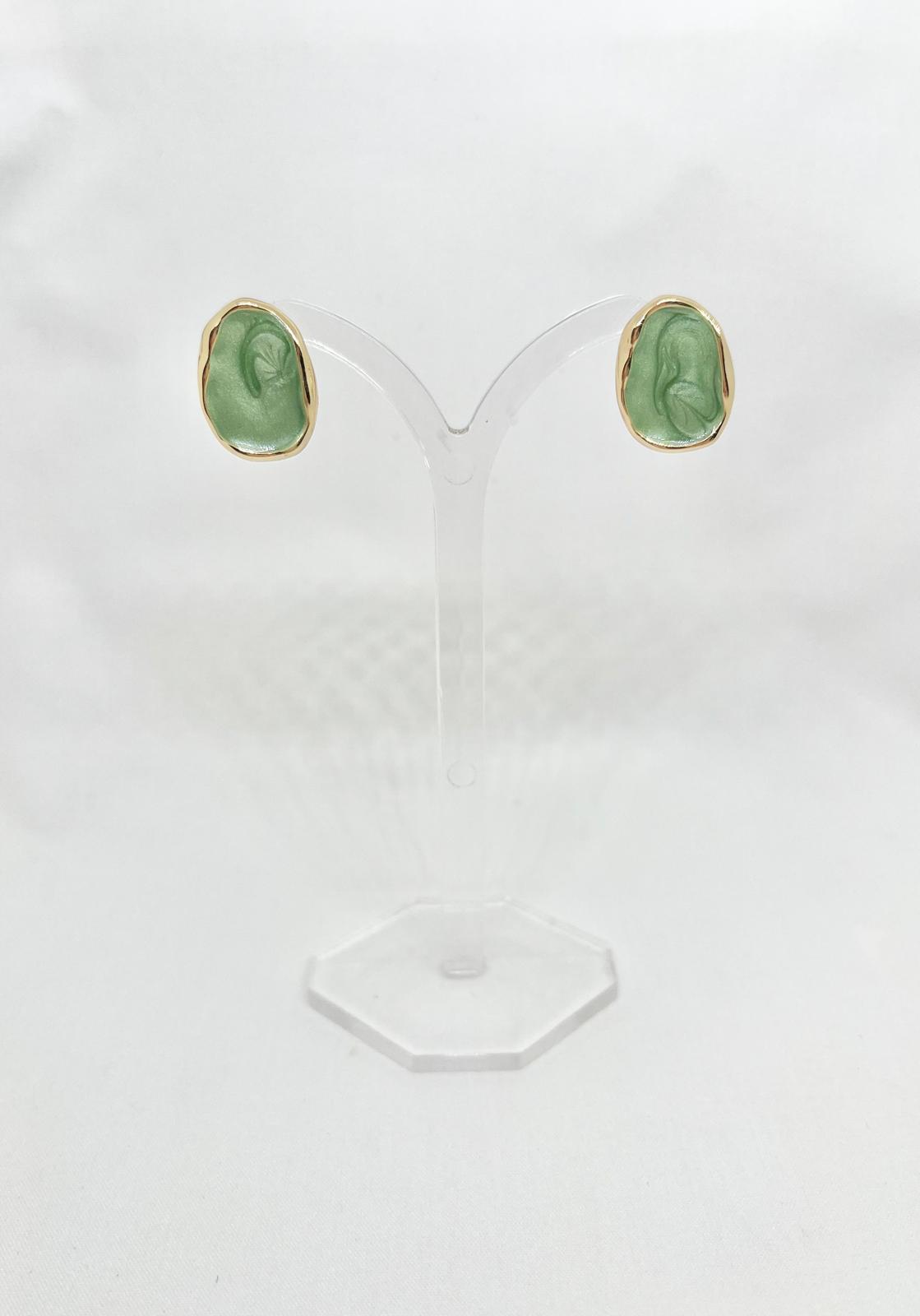 Sage Green Pebble Stud Earrings