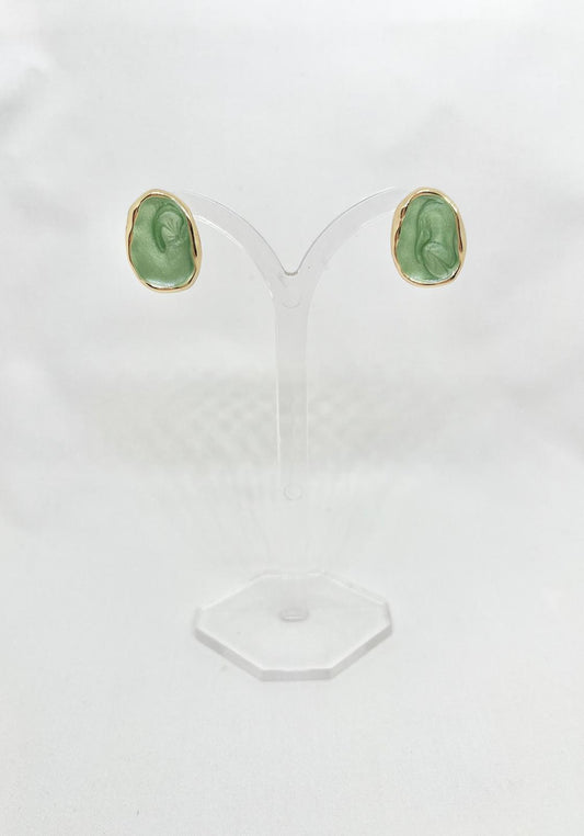 Sage Green Pebble Stud Earrings