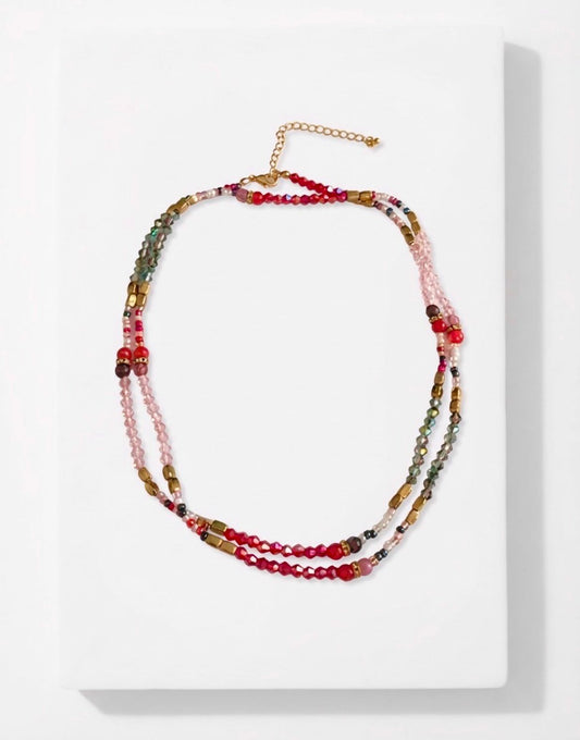 The Artisan Ruby & Gold Bead Necklace