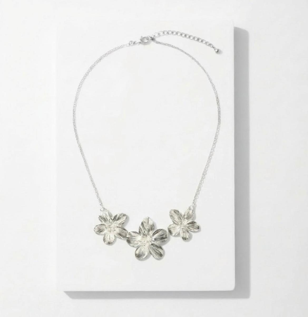The Silver Blossom Trio Necklace