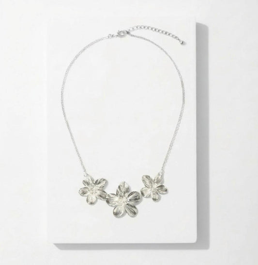 The Silver Blossom Trio Necklace