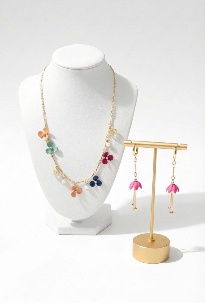 The Wildflower Rainbow Duo: Necklace & Earring Set